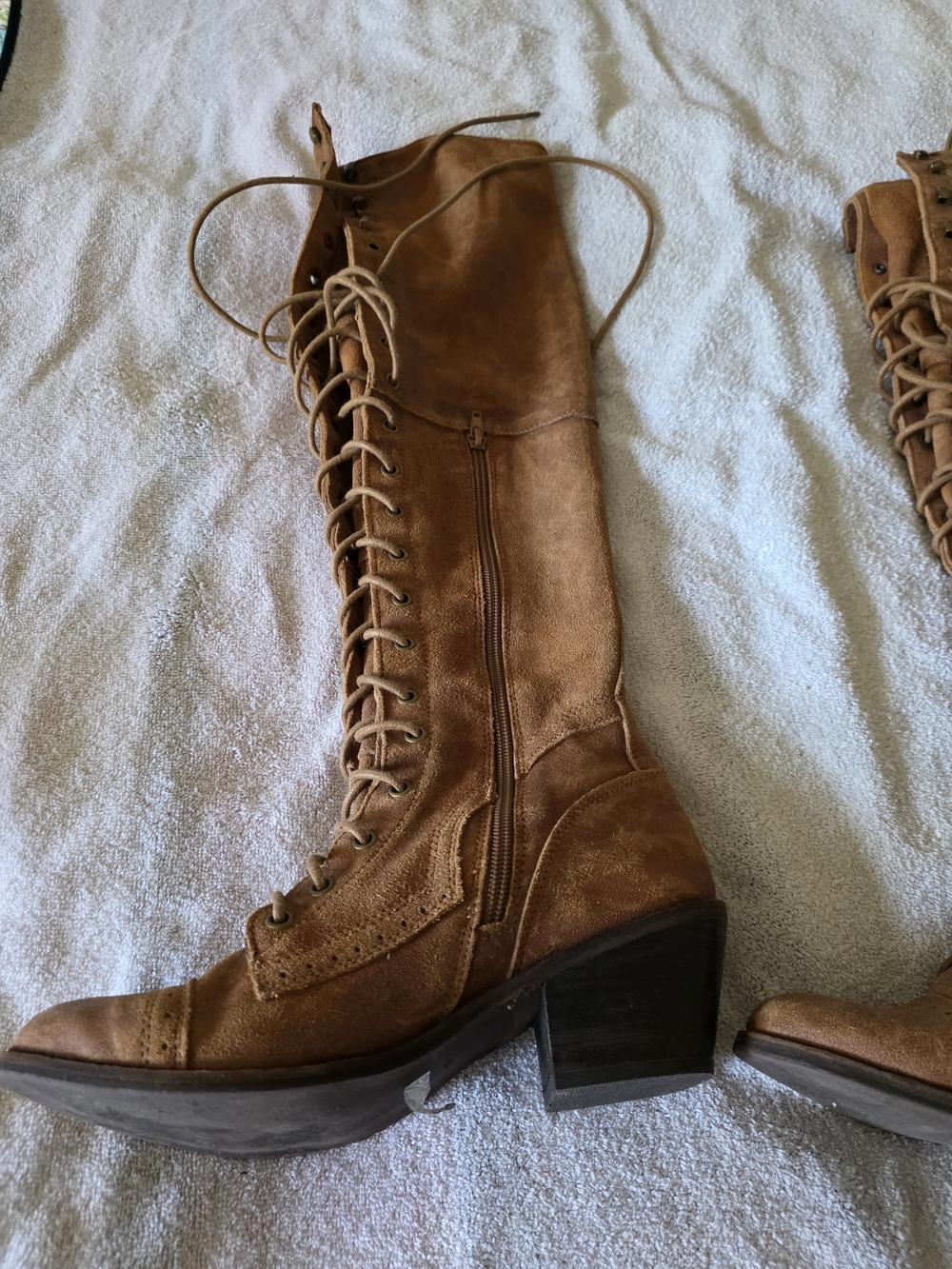 Free People Brown Lace-Up Leather Ankle Boots - Picture 2 of 4